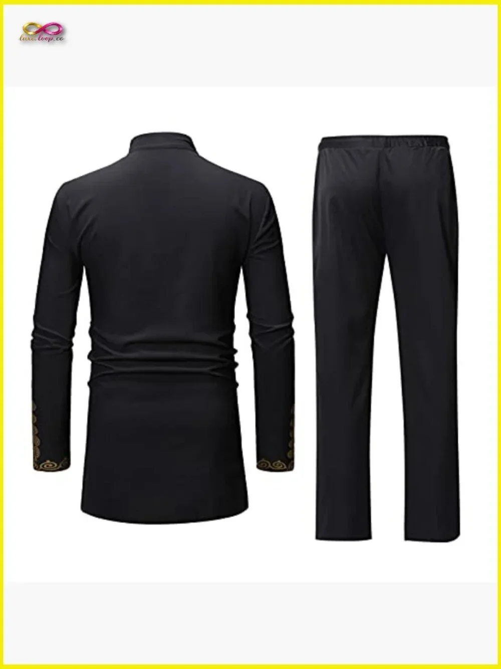 Men's African Dashiki Two Piece Suit Traditional Long Sleeve Kurta Pants Set